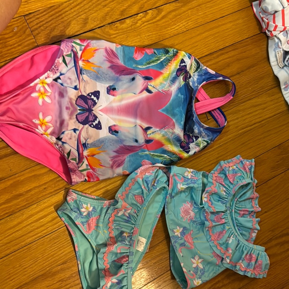 Colorful Unicorn and Floral Swimsuit Set